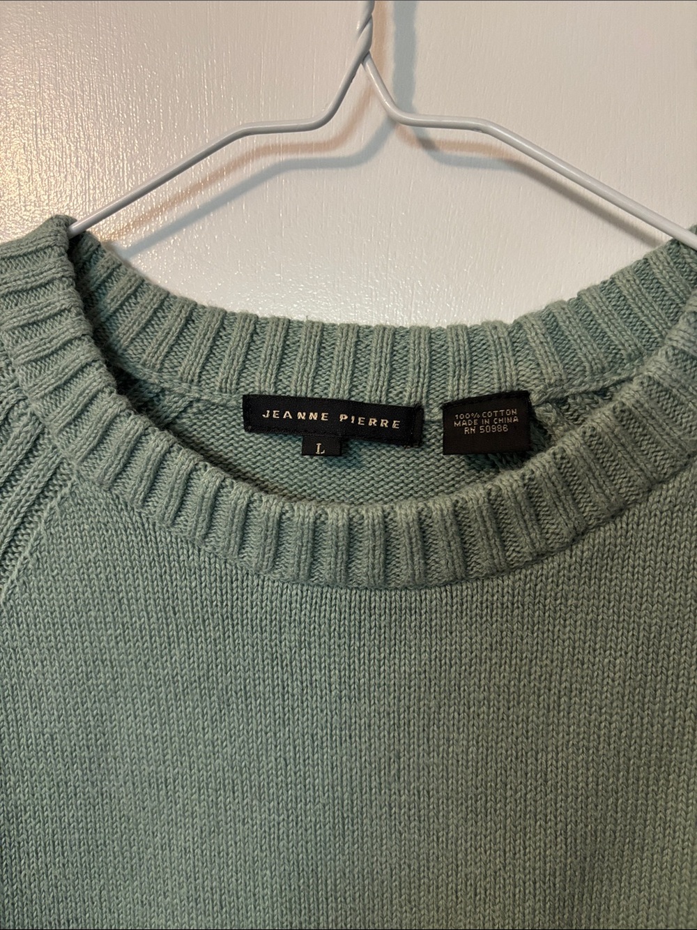 JEANNE PIERRE Sage Green Crewneck Sweater - Picture 2 of 4